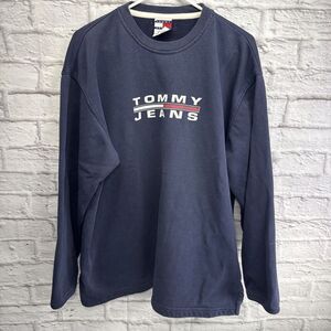 Tommy Hilfiger Jeans Sweatshirt Pullover Navy Blue Medium Size Medium Made USA